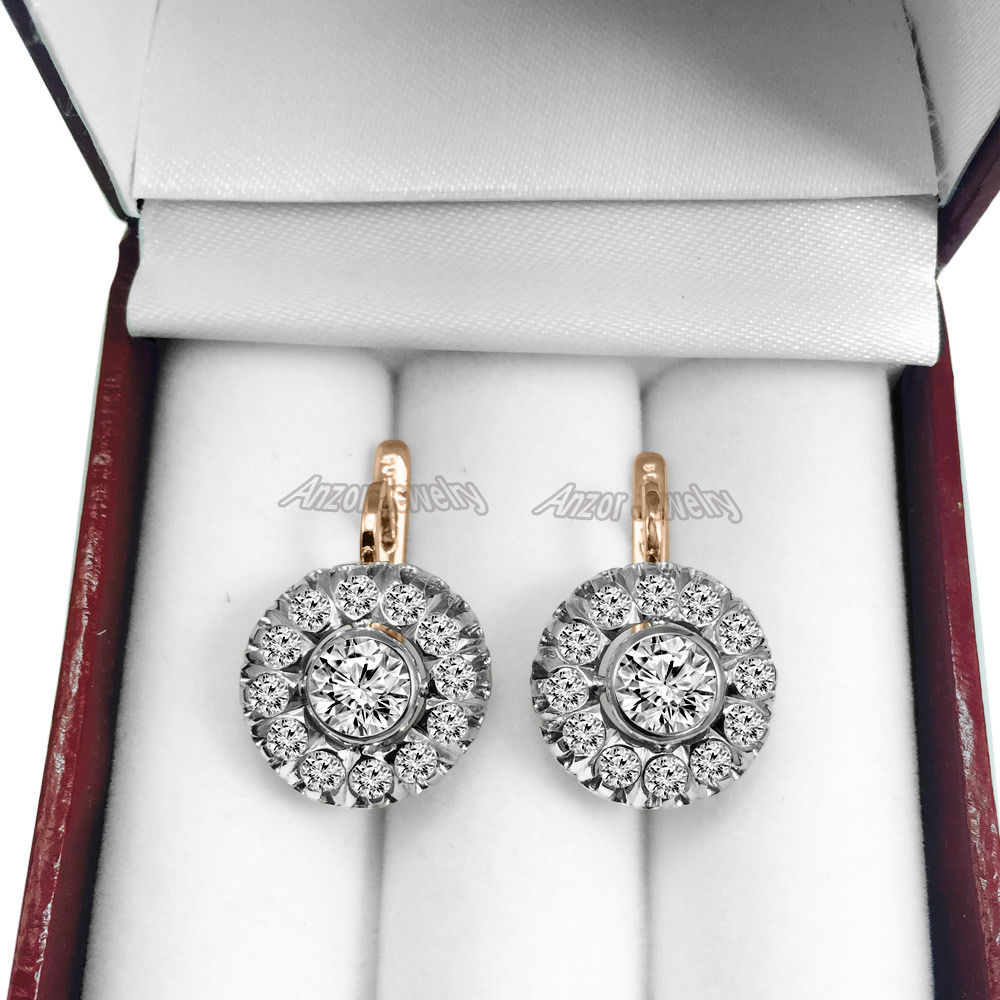 Russian Style Diamond Earrings 14K gold  #E1385