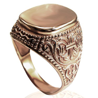 Men's 14k Rose Gold Signet Engravable Ring R1973
