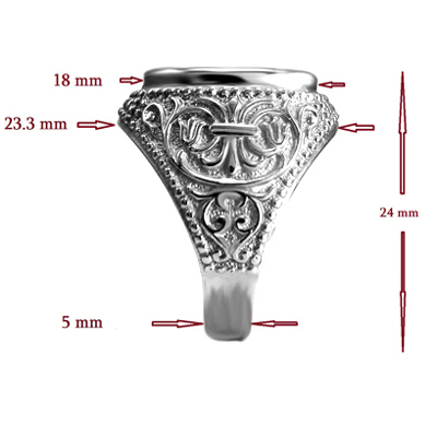 Men's 14k White Gold Signet Engravable Ring R1977 Men's 14k White Gold Signet Engravable Ring R1977