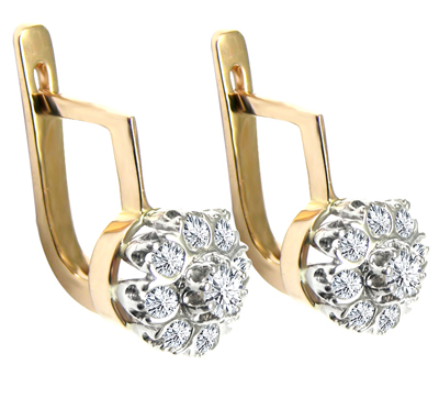 Old Russian Style Malinka Diamond Earrings 585 E1393