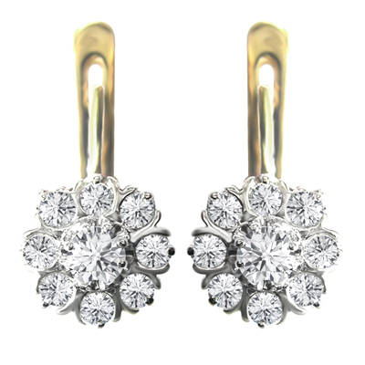Old Russian Style Malinka Diamond Earrings 585 E1393