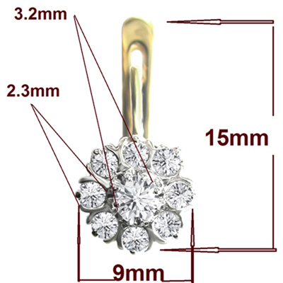 Old Russian Style Malinka Diamond Earrings 585 E1393