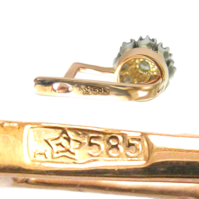 Old Russian Style Malinka Diamond Earrings 585 E1393