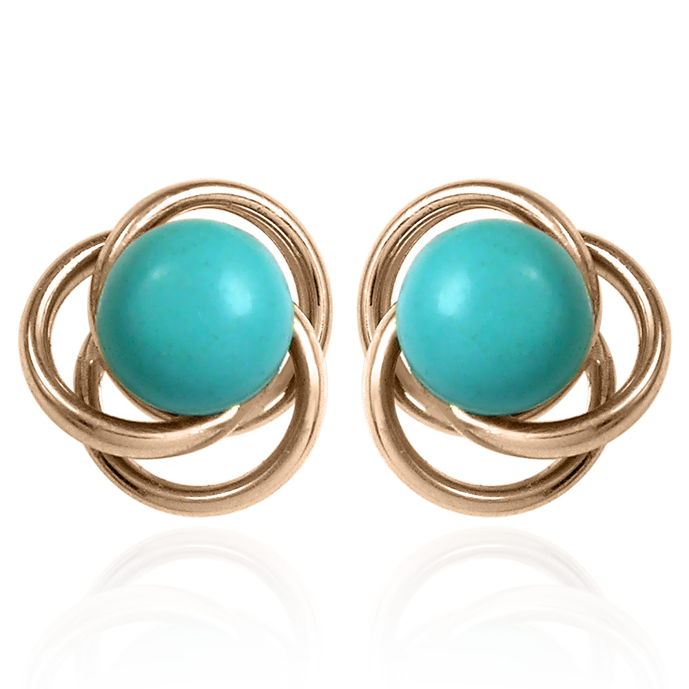 14K Gold Turquoise Knot Studs E1395