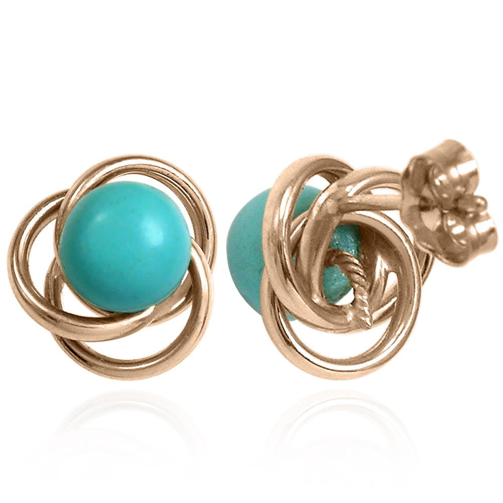 14K Gold Turquoise Knot Studs E1395