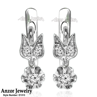 Russian Style Diamond Earrings in 14k 585 #E1313