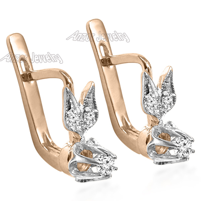 Russian Style small Diamond Earrings 14k 585 #E1314