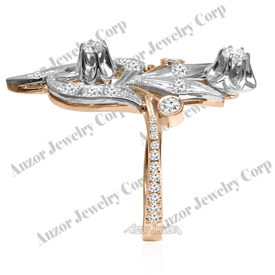 Russian Style 14k Rose & White Gold Diamond Ring R1909