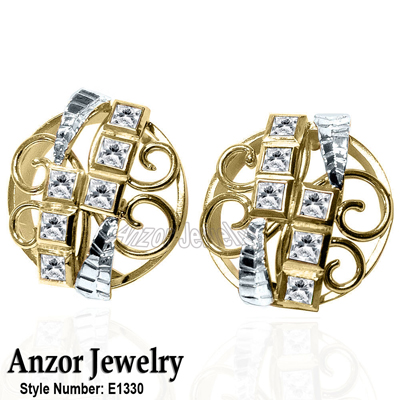 European style Princess Cut CZ in 14k Gold E1330 European style Princess Cut CZ in 14k Gold E1330