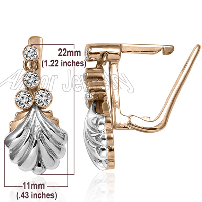 14k Gold Diamond Russian Style Earrings E1335