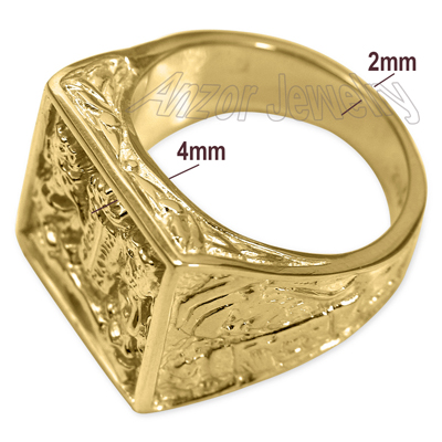 Lions Facing The Ten Commandments Ring in 14k Gold R1918 Lions Facing The Ten Commandments Ring in 14k Gold R1918