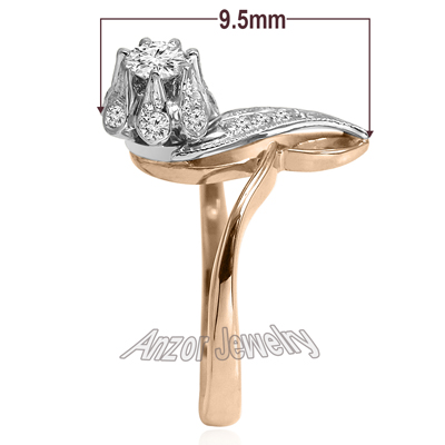 14k Rose & White Gold Zirconia Russian style Ring