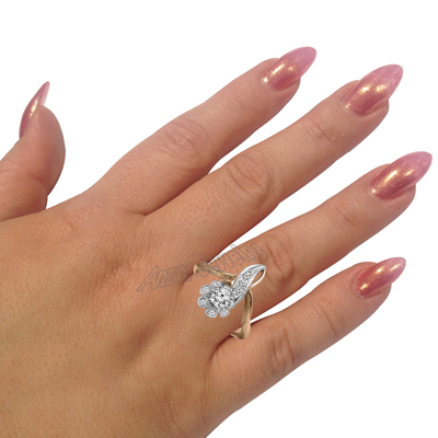 14k Rose & White Gold Zirconia Russian style Ring