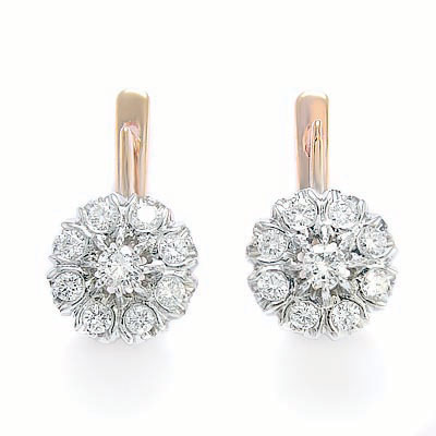 14k Rose Gold Topaz Russian Style Earrings  E1340