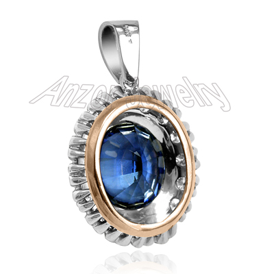 Sapphire Diamond Russian Style Pendant in 14k #P932