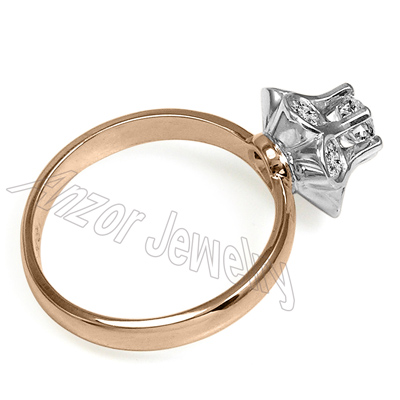 18k rose and white Gold Russian Style Diamond Malinka Ring #R1930