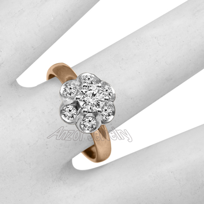 18k rose and white Gold Russian Style Diamond Malinka Ring #R1930