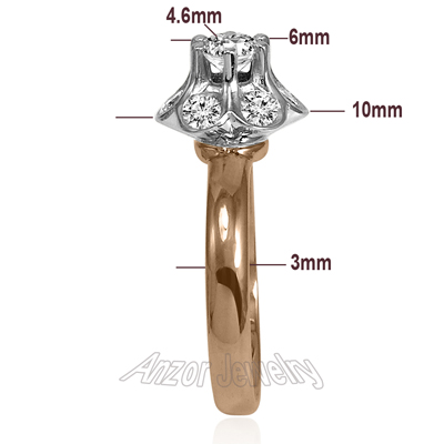 18k rose and white Gold Russian Style Diamond Malinka Ring #R1930
