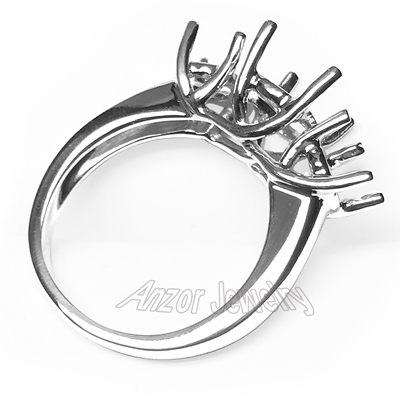 14k White Gold 3 Stone Trellis Ring Setting R1920 14k White Gold 3 Stone Trellis Ring Setting R1920