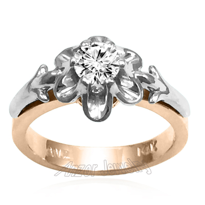 Russian Style Diamond engagement Ring 14k Rose & White Gold R1935