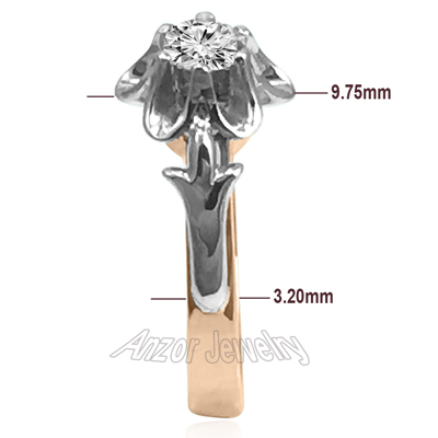 Russian Style Diamond engagement Ring 14k Rose & White Gold R1935