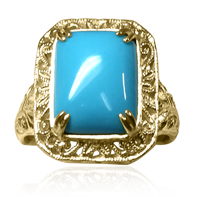 14k Solid Yellow Gold Turquoise woman's Ring #R1990 14k Solid Yellow Gold Turquoise woman's Ring #R1990