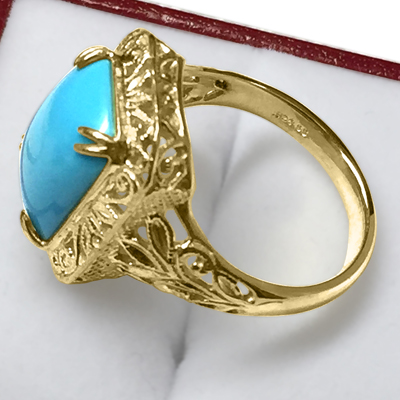 14k Solid Yellow Gold Turquoise woman's Ring #R1990 14k Solid Yellow Gold Turquoise woman's Ring #R1990