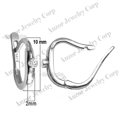 14k Solid White Gold Genuine Diamond Russian style Earrings 10mm #E1501