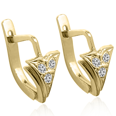 European Style Diamond Earrings 14k Yellow Gold