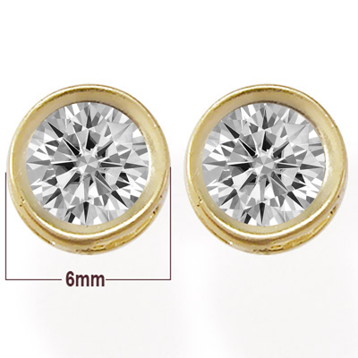 14k Solid Yellow Gold Lab Created Diamond Earrings
