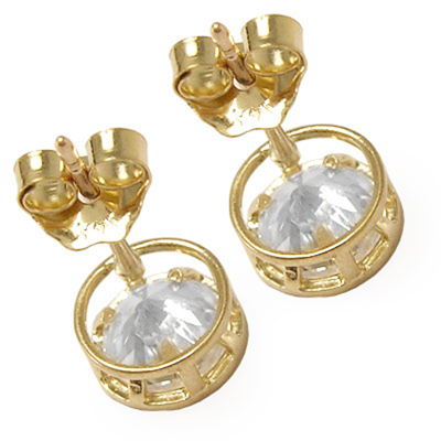 14k Solid Yellow Gold Lab Created Diamond Earrings