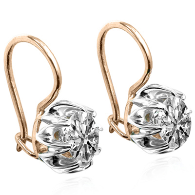 14k Solid Rose and White Gold Lab Grown Diamond Earrings