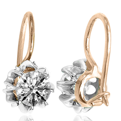 14k Solid Rose and White Gold Lab Grown Diamond Earrings