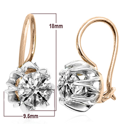 14k Solid Rose and White Gold Lab Grown Diamond Earrings