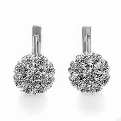 14k White Gold Lab Grown Diamonds Russian Style Earrings F VS1 #E1739