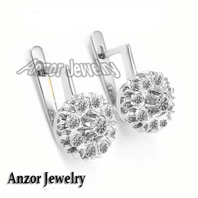 14k White Gold Lab Grown Diamonds Russian Style Earrings F VS1 #E1739