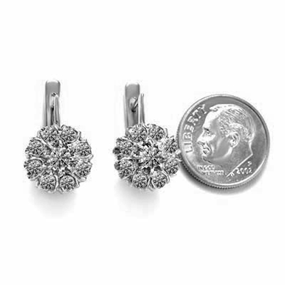 14k White Gold Lab Grown Diamonds Russian Style Earrings F VS1 #E1739