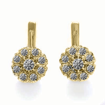 14k Solid Yellow Gold  Lab Grown Diamonds Earrings malinka #E1740