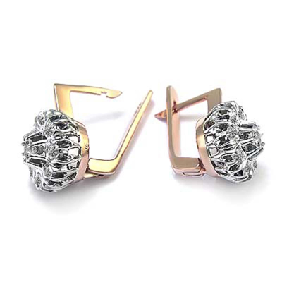 14k Solid Rose and White Gold Lab Grown Diamonds Malinka Earrings #E1741