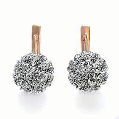 14k Solid Rose and White Gold Lab Grown Diamonds Malinka Earrings #E1741