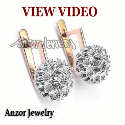 14k Solid Rose and White Gold Lab Grown Diamonds Malinka Earrings #E1741