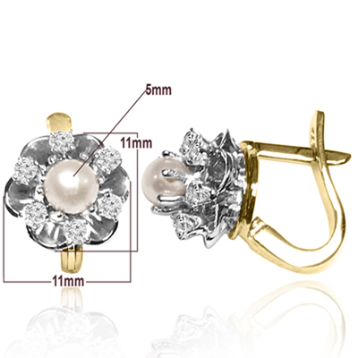 14k Gold Genuine Diamond Pearl Earring 14k Gold Genuine Diamond Pearl Earring