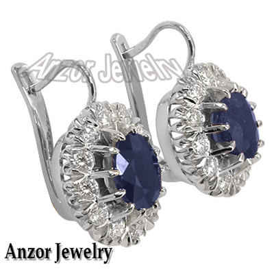 Russian Style Sapphire & Diamond Earrings 585 Russian Style Sapphire & Diamond Earrings 585