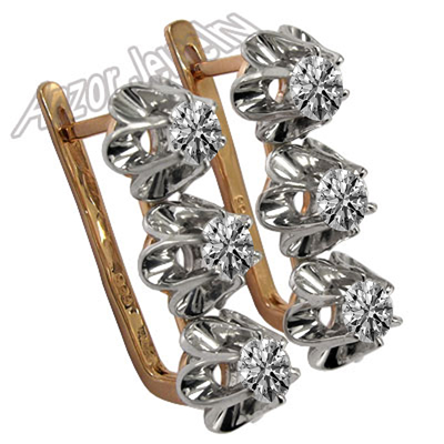 Russian Style Sapphire & Diamond Earrings 585 E1746