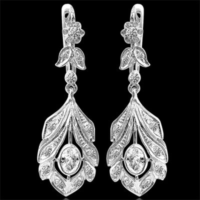 14k White Gold Lab Grown Daimond Drop Earrings