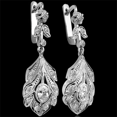14k White Gold Lab Grown Daimond Drop Earrings