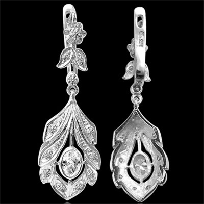 14k White Gold Lab Grown Daimond Drop Earrings
