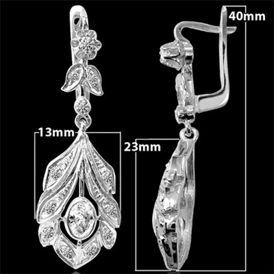 14k White Gold Lab Grown Daimond Drop Earrings