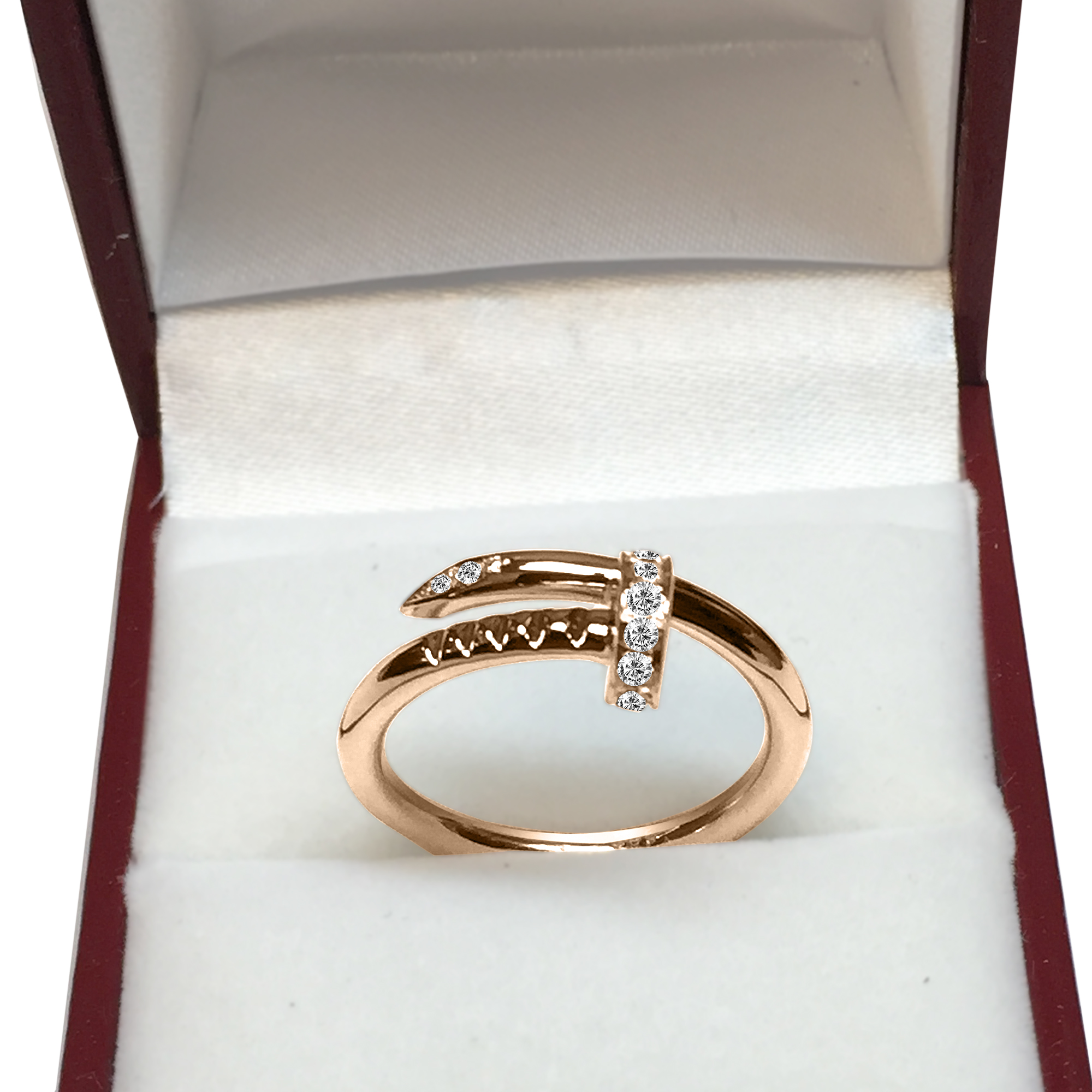 14k Solid Rose Gold Nail Diamond Ring 2.30 mm width #R1988 14k Solid Rose Gold Nail Diamond Ring 2.30 mm width #R1988