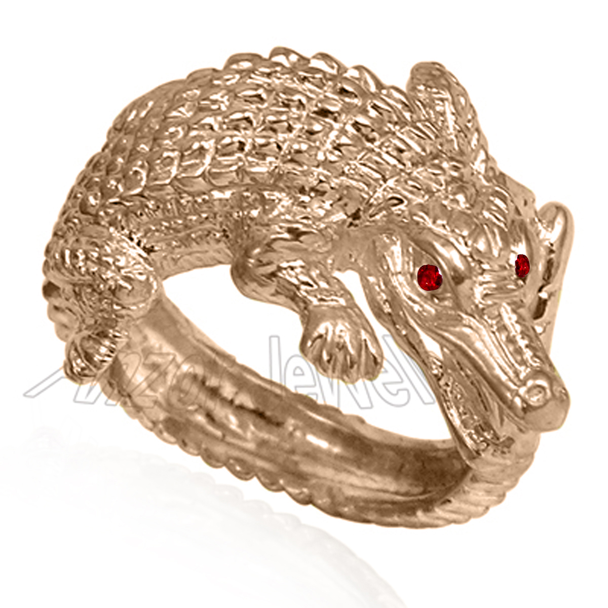14k Solid Rose Gold Crocodile Ruby Ring for Men's and Women's #R2004